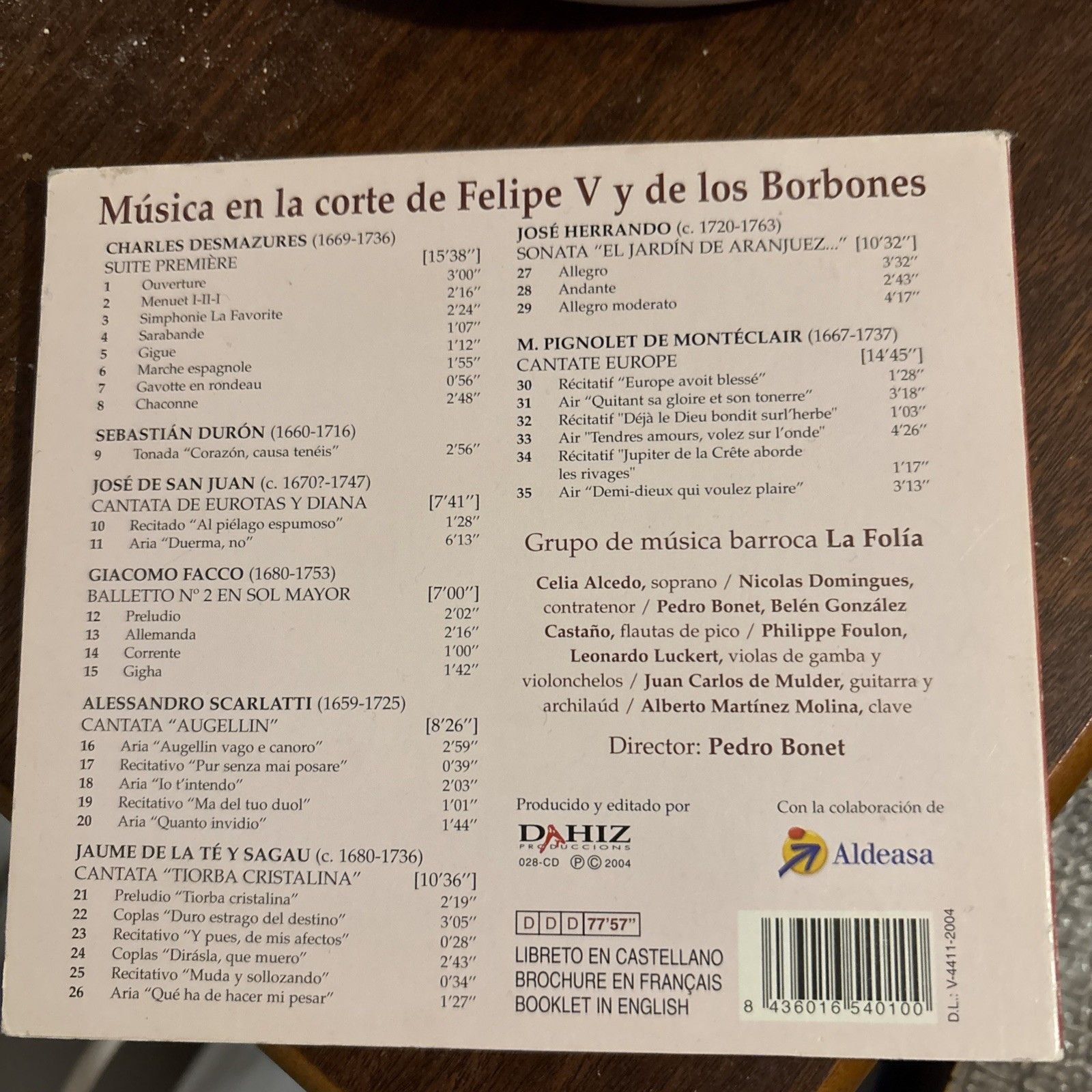 PEDRO BONET - LA FOLIA / MUSICA EN LA CORTE DE FELIPE V CD
