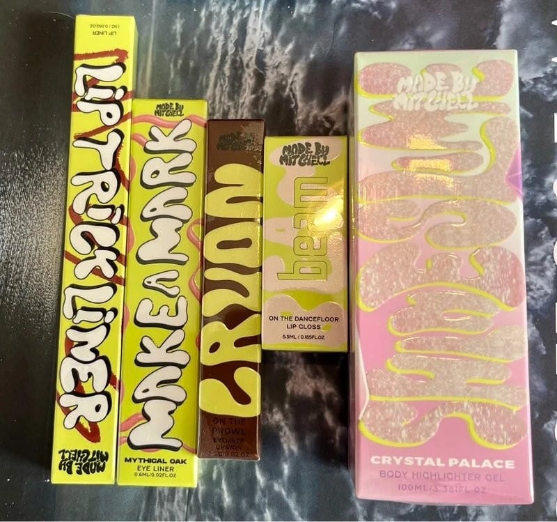 Made By Mitchell Makeup Bundle Highlighter Lip Gloss Eyeliner Lip Liner New