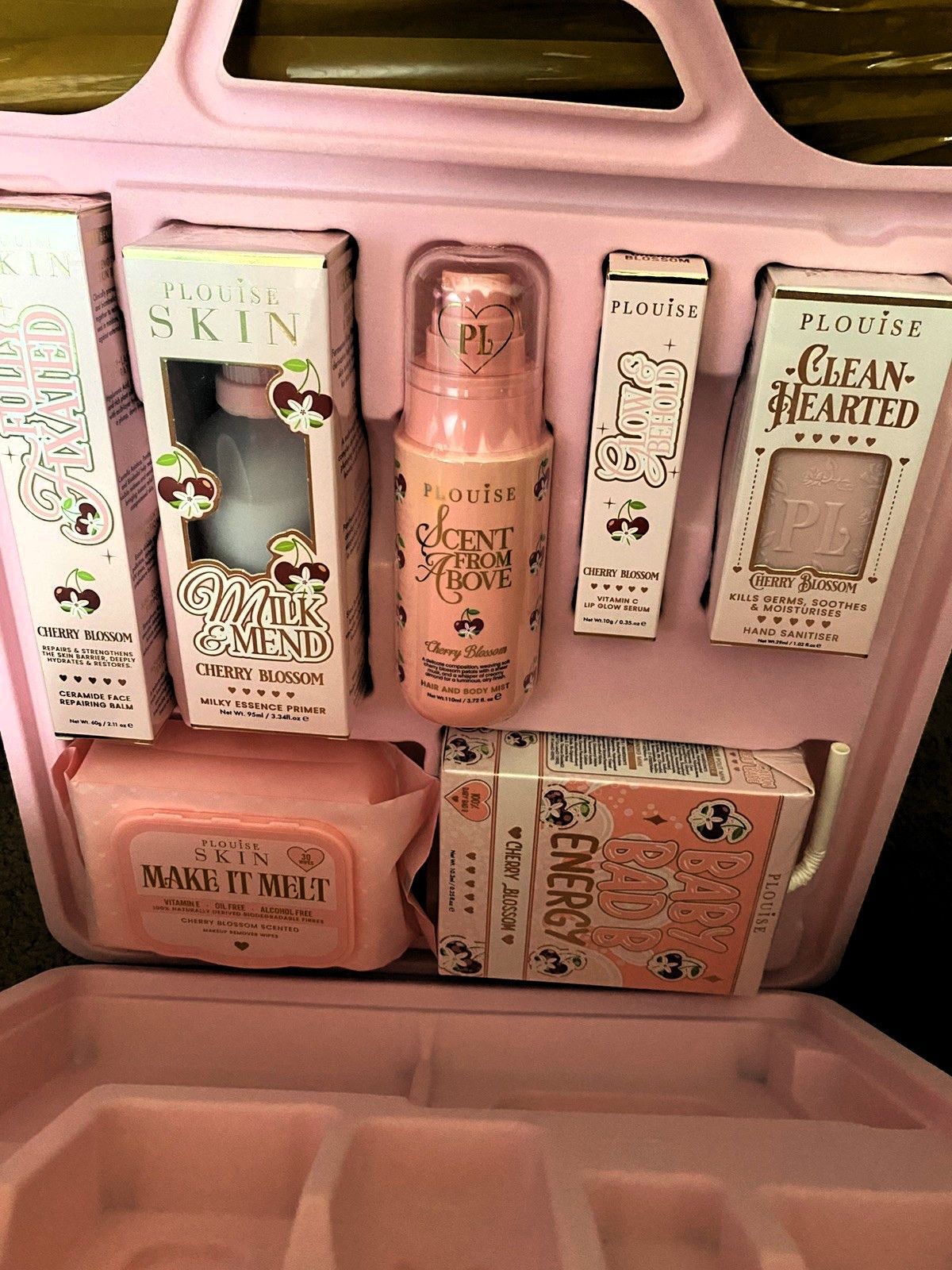 P Louise Pack Your Sh*t And Go - Cherry Blossom Suitcase with 7 Products