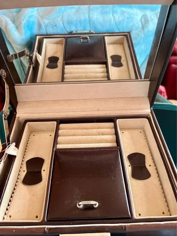 Tuscan Designs Brown Faux Croc Vanity Case Jewellery Box Lock & Key New Tags