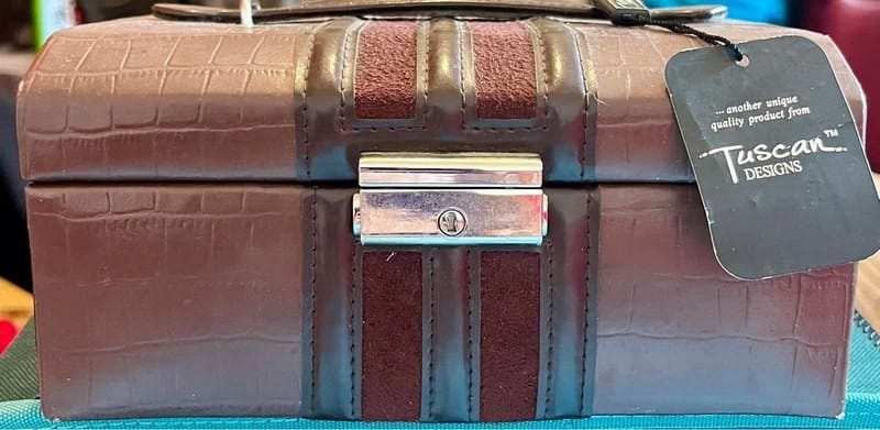 Tuscan Designs Brown Faux Croc Vanity Case Jewellery Box Lock & Key New Tags