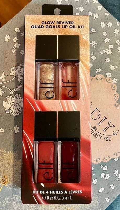Elf Glow Reviver Quad Goals Lip Oil Kit 4 Shades New Sealed Lip Gloss Makeup