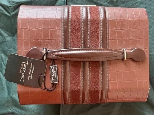 Tuscan Designs Brown Faux Croc Vanity Case Jewellery Box Lock & Key New Tags